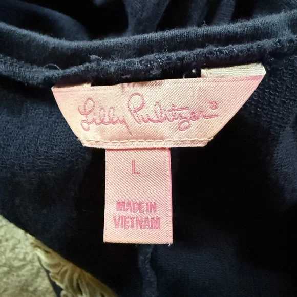 Lilly Pulitzer Navy Blue Dress with Cream Embroidery - Picture 4 of 4